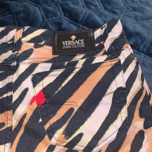 Versace Hibiscus Print Jeans (Vintage)